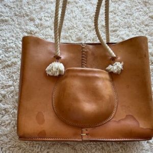 Eatable of Many Orders sculpted leather and rope purse shoulder tote bag